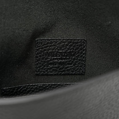 Valentino Garavani Pebbled Calfskin Medium Rockstud Envelope Flat Wristlet Pouch Black 6 of 8