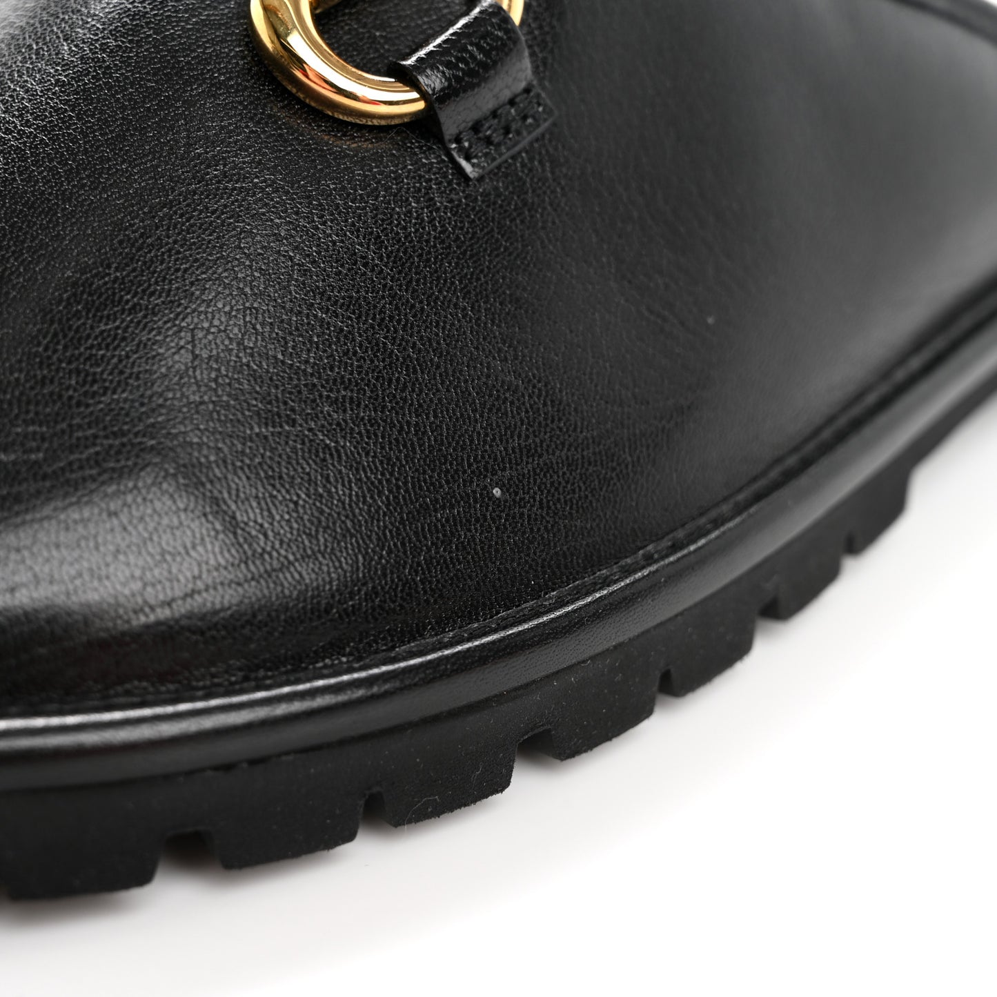 Goatskin Mens Horsebit Lug Sole Slippers 9 Black