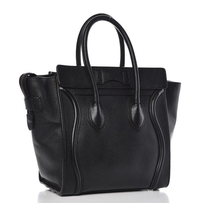 Celine Drummed Calfskin Micro Luggage Black 3 of 11