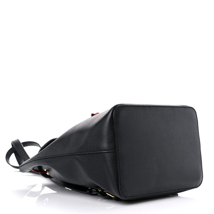 Fendi Vitello Cruise Bi-Color FF 1974 Embossed F is Fendi Drawstring Backpack Black Fragola Maya 4 of 19