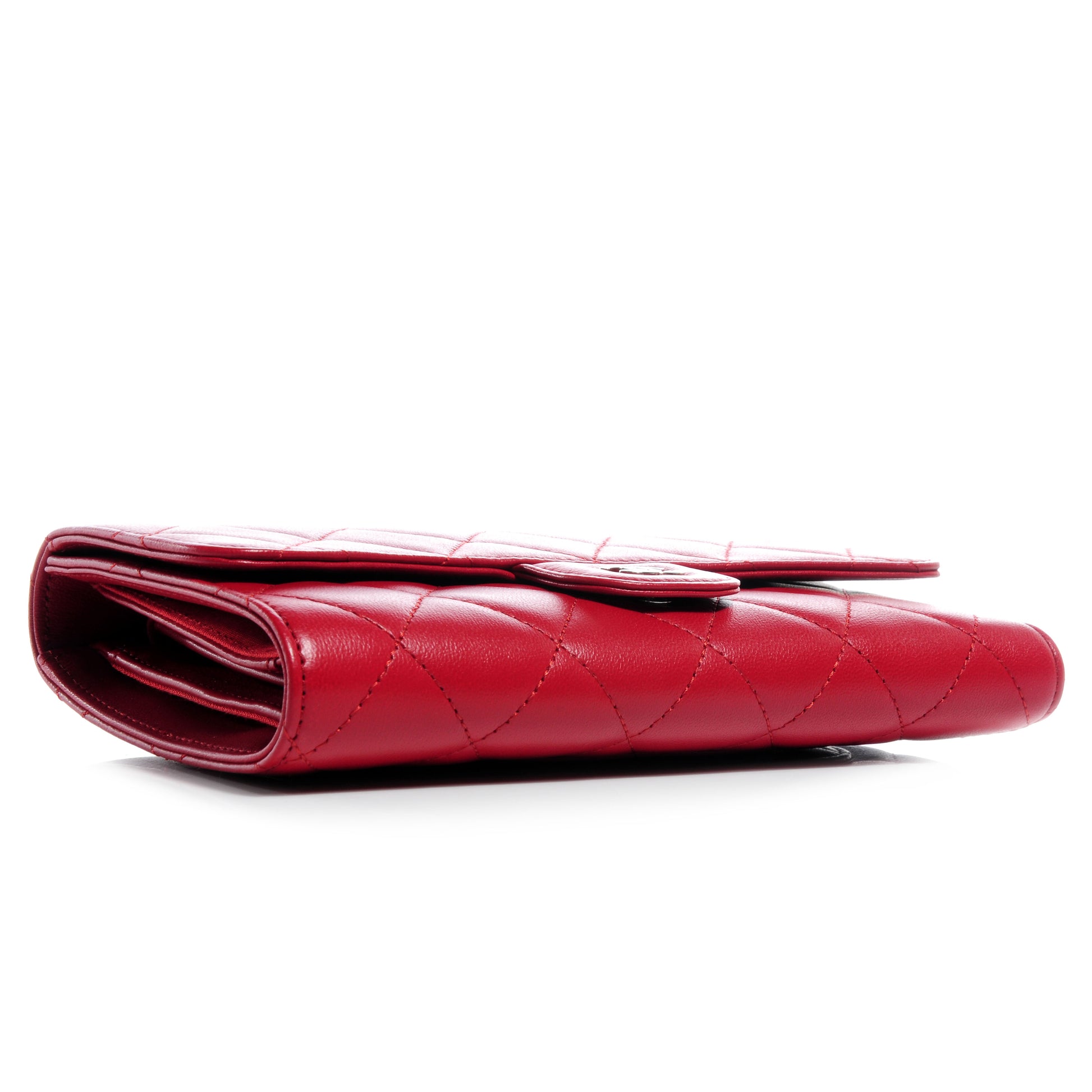 Chanel Lambskin Quilted Large Flap Wallet Red 4 of 9
