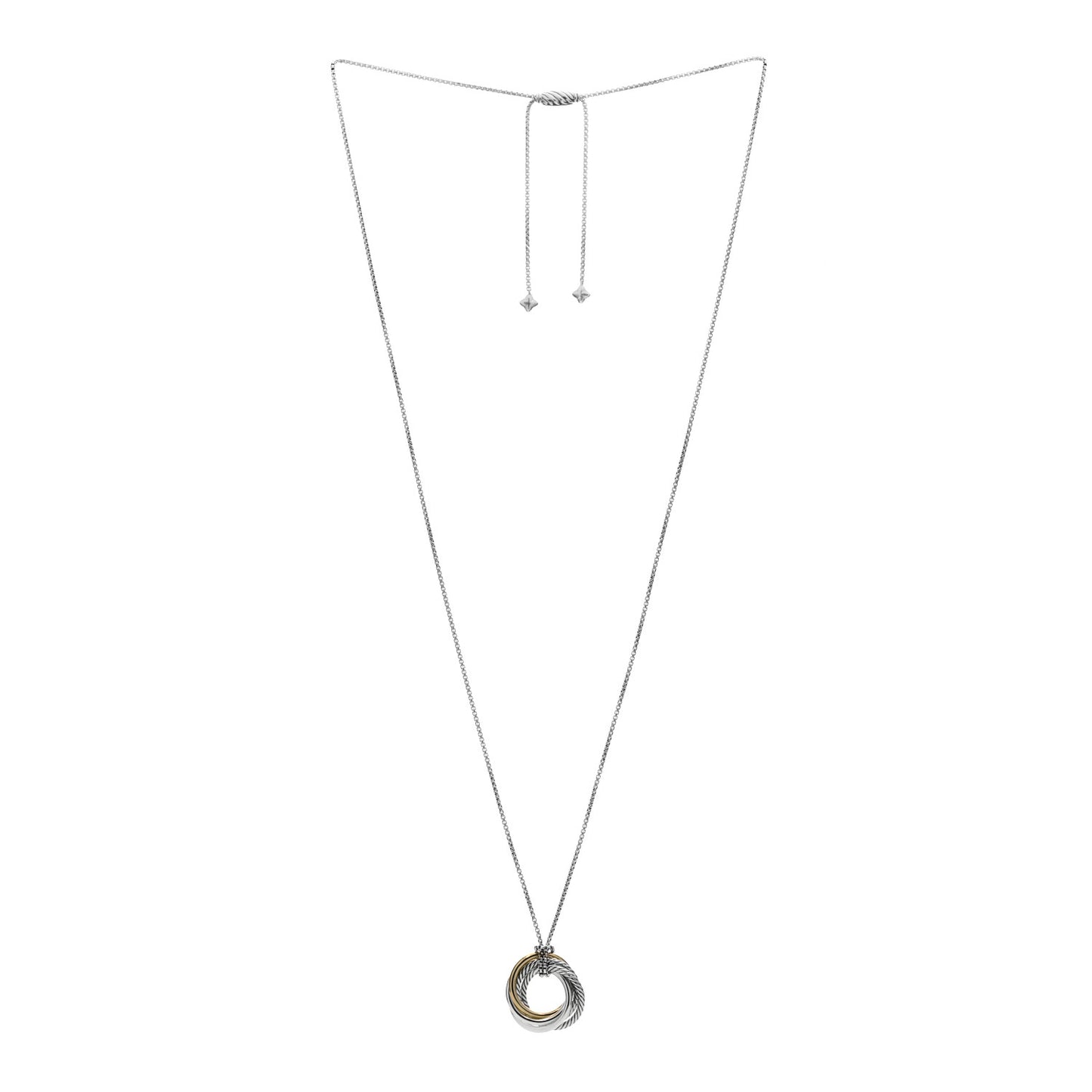 Sterling Silver 14K Yellow Gold 28mm Crossover Pendant Necklace