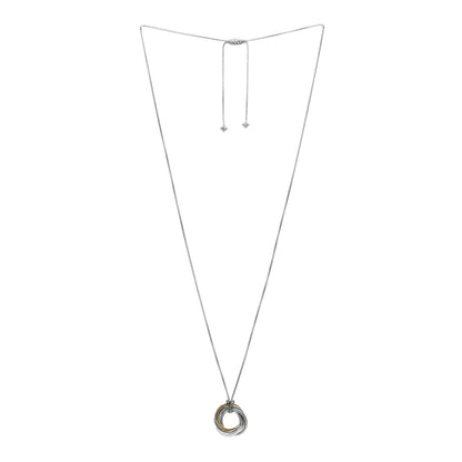 David Yurman Sterling Silver 14K Yellow Gold 28mm Crossover Pendant Necklace 2 of 3
