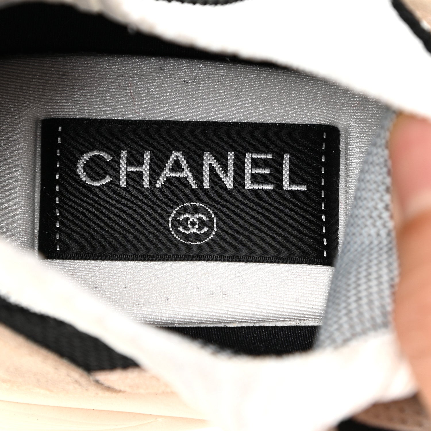 Chanel Mesh Suede Fabric Womens CC Sneakers 38 White Ivory Light Beige 11 of 20