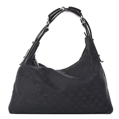 Gucci Monogram Medium Horsebit Chain Hobo Black 1 of 17