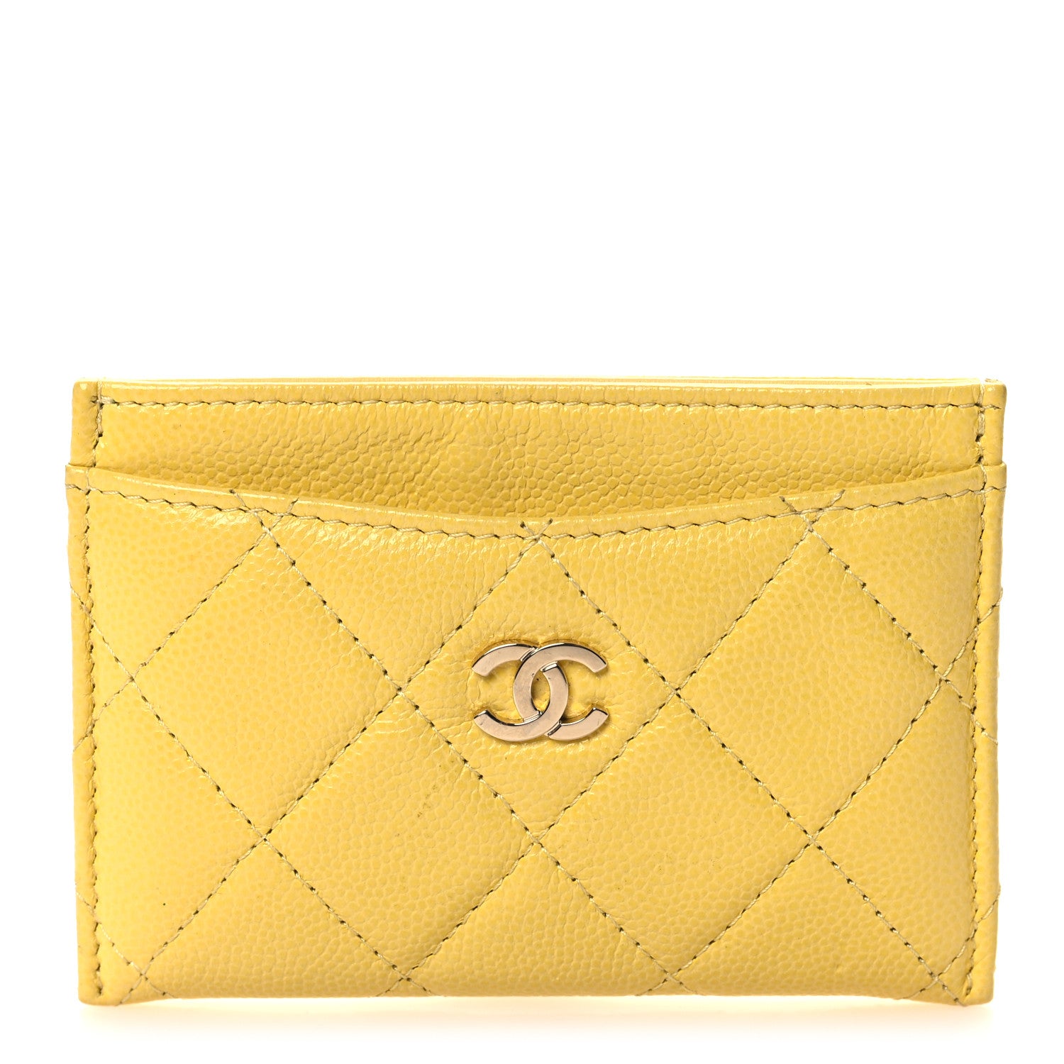 Chanel Caviar Quilted Card Holder Yellow 1 of 8
