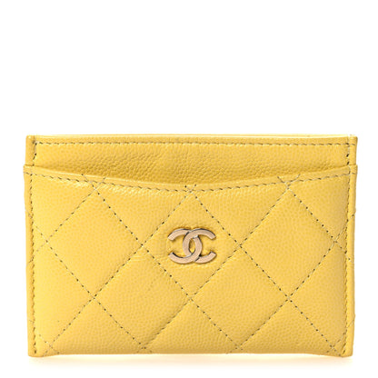 Chanel Caviar Quilted Card Holder Yellow 1 of 8