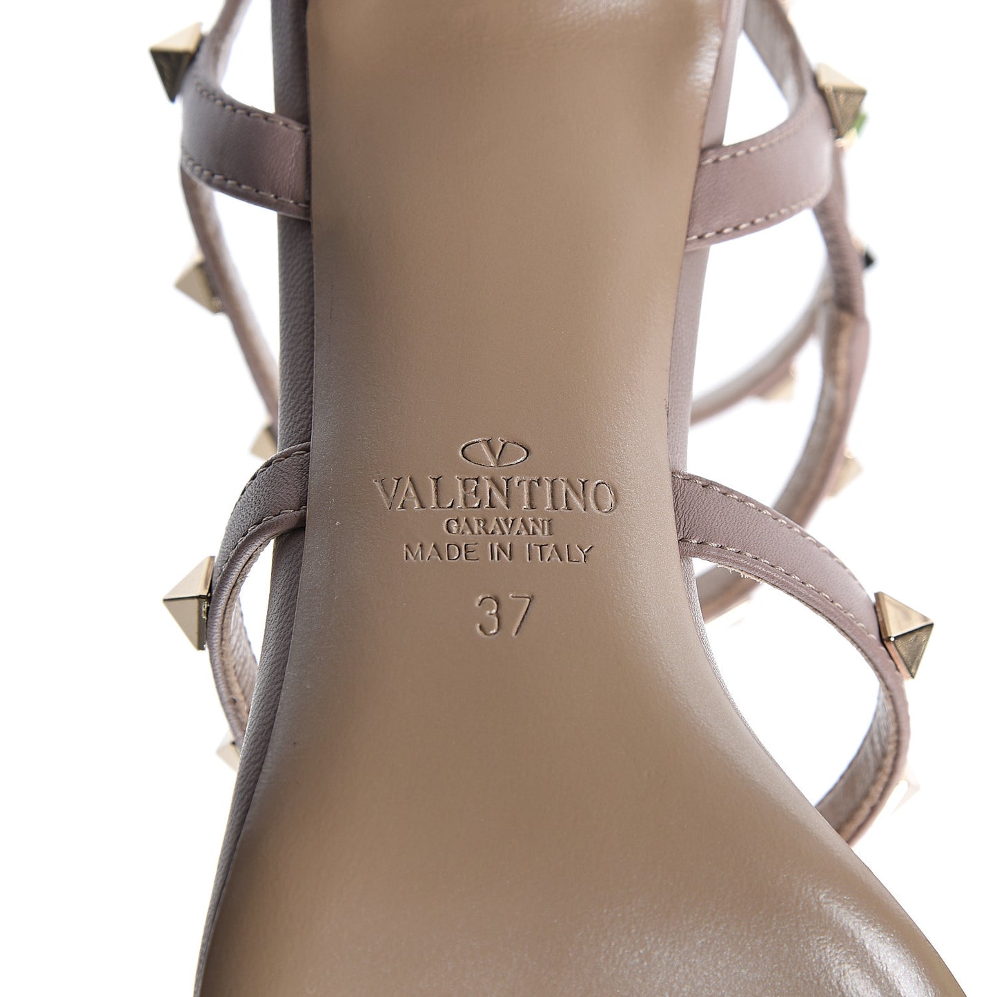 Calfskin Nappa Rockstud Gladiator 70mm Sandals 37 Poudre