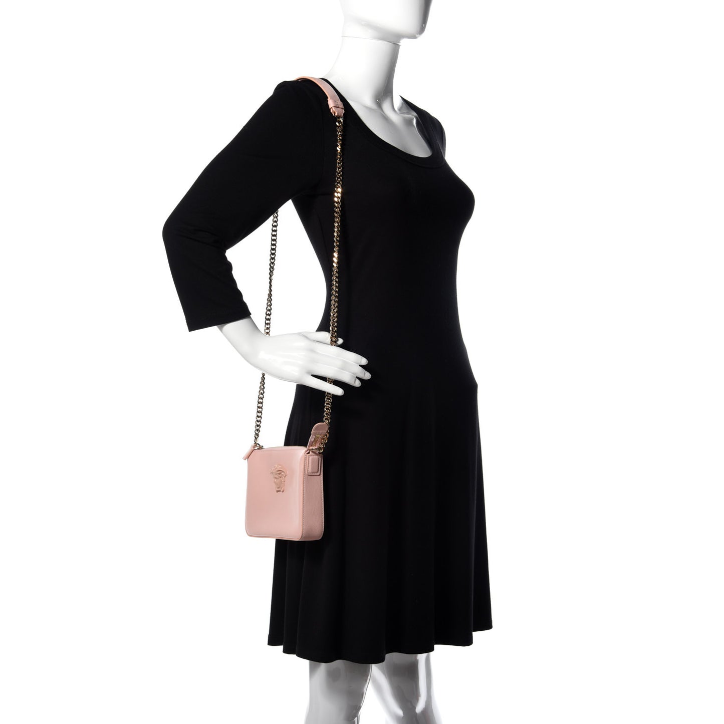 Saffiano Calfskin Palazzo Chain Crossbody Light Pink