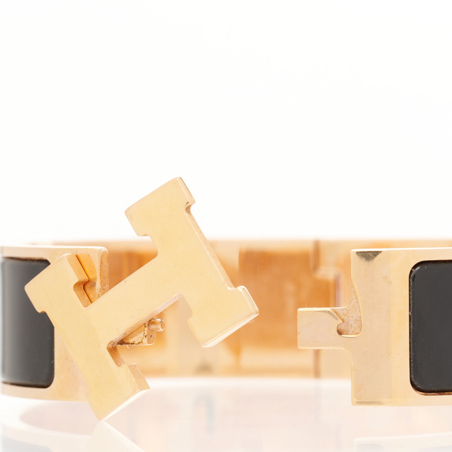 Enamel Wide Clic Clac H Bracelet GM Black