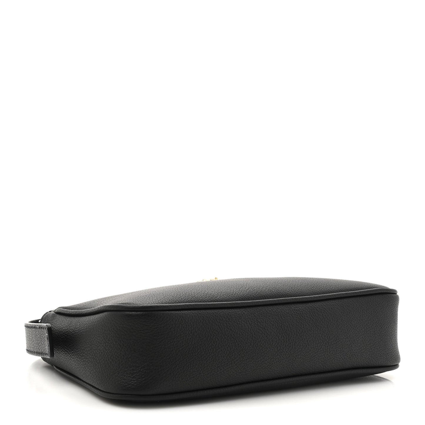 Grained Calfskin Medusa Shoulder Bag Black