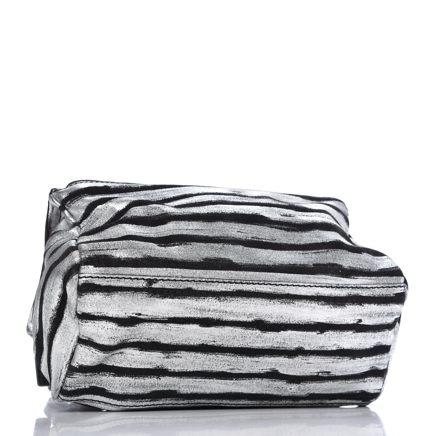 Givenchy Metallic Calfskin Striped Mini Pandora Black Silver 4 of 10