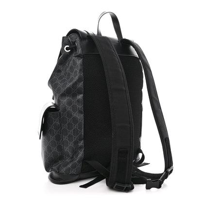 Gucci Soft GG Supreme Monogram Calfskin Web Double Buckle Backpack Black 3 of 12