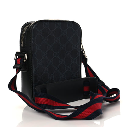 Gucci GG Supreme Monogram Appia Calfskin Web Small Camera Messenger Bag Black Grey 3 of 10