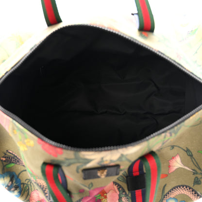 Gucci Canvas Web Floral Animal Large Carry On Duffle Khaki Green Multicolor 4 of 9