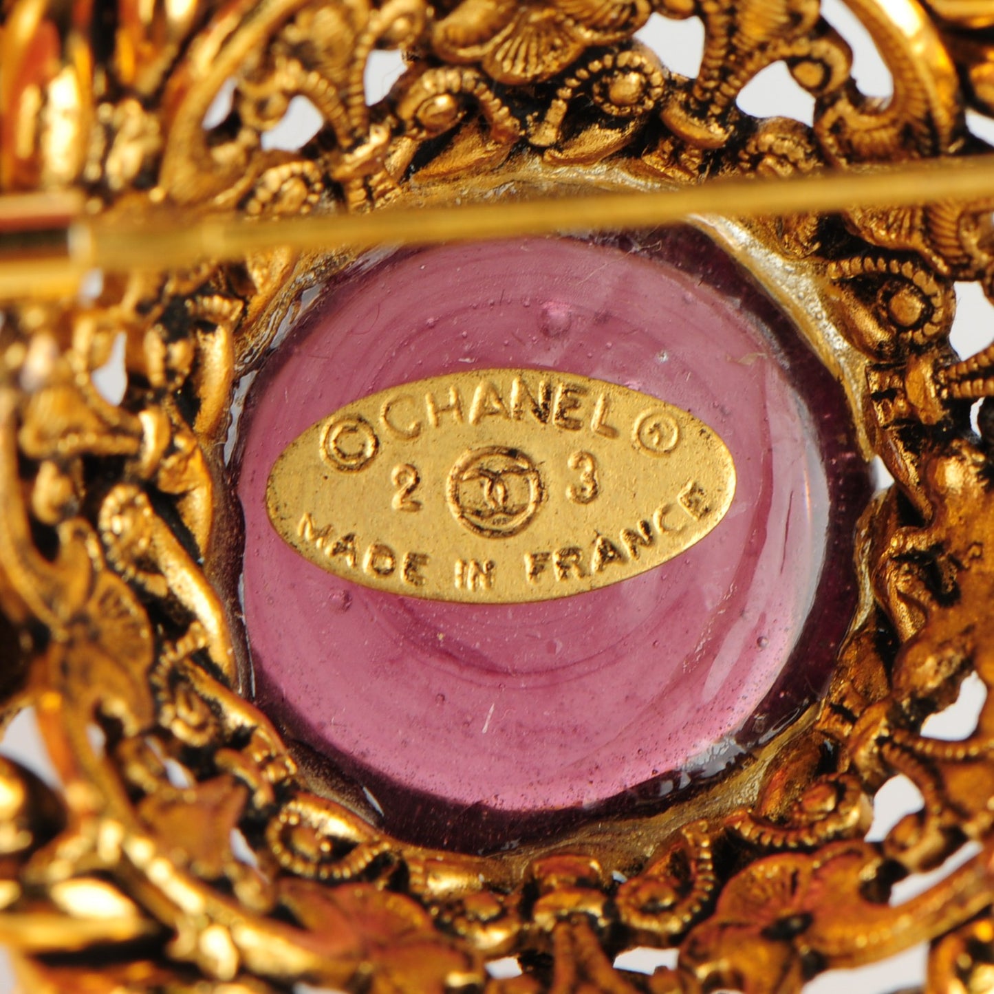 Gripoix Pearl Crystal Brooch Gold