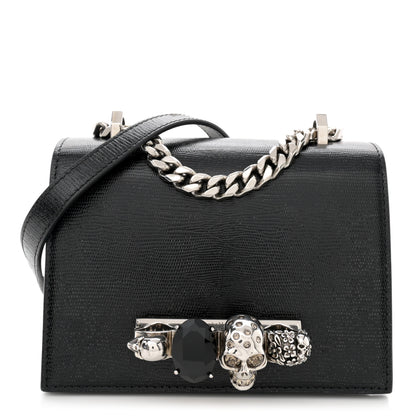 Alexander McQueen Lizard Embossed Calfskin Knuckle Crossbody Black 1 of 12