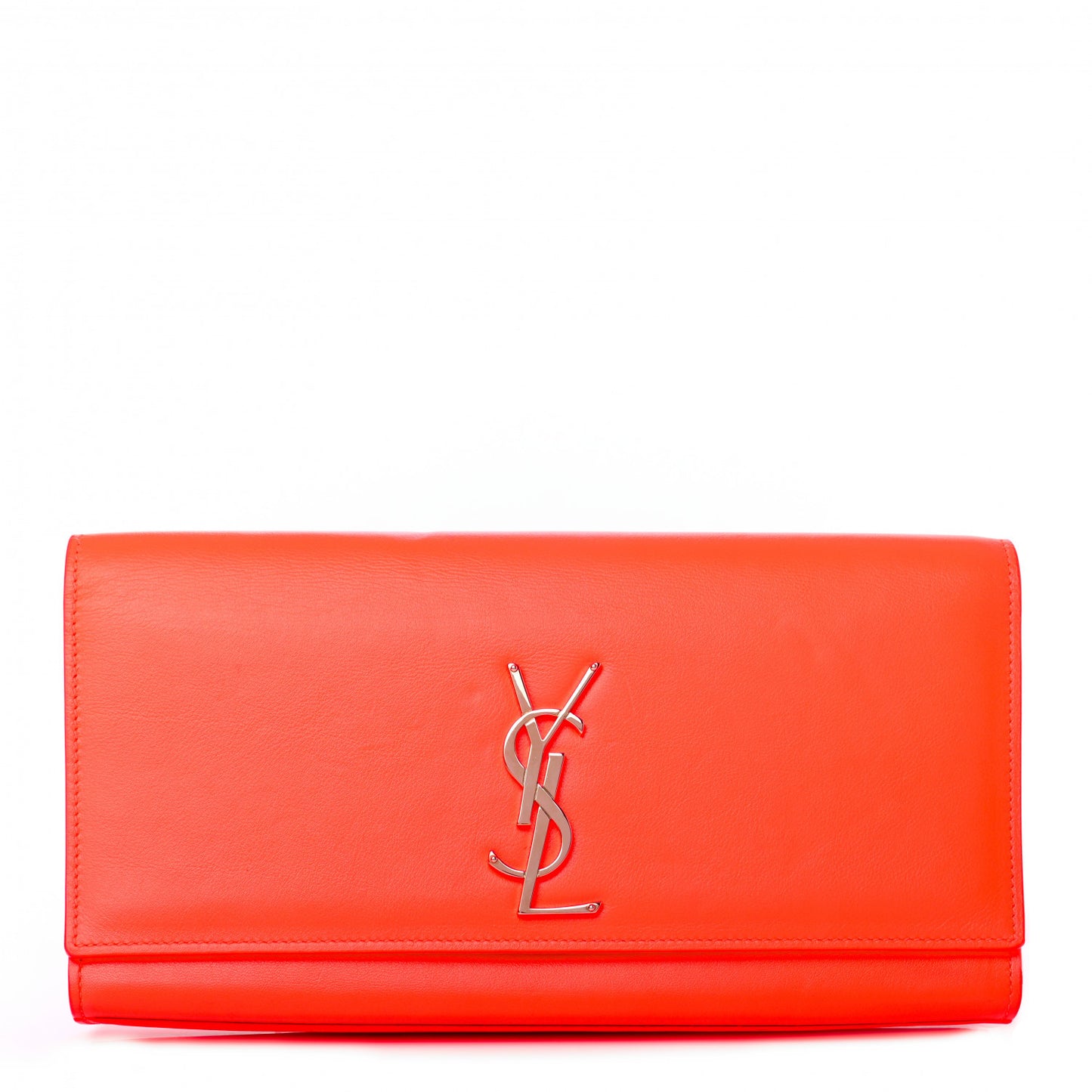 Calfskin Classic Monogram Clutch Neon Orange
