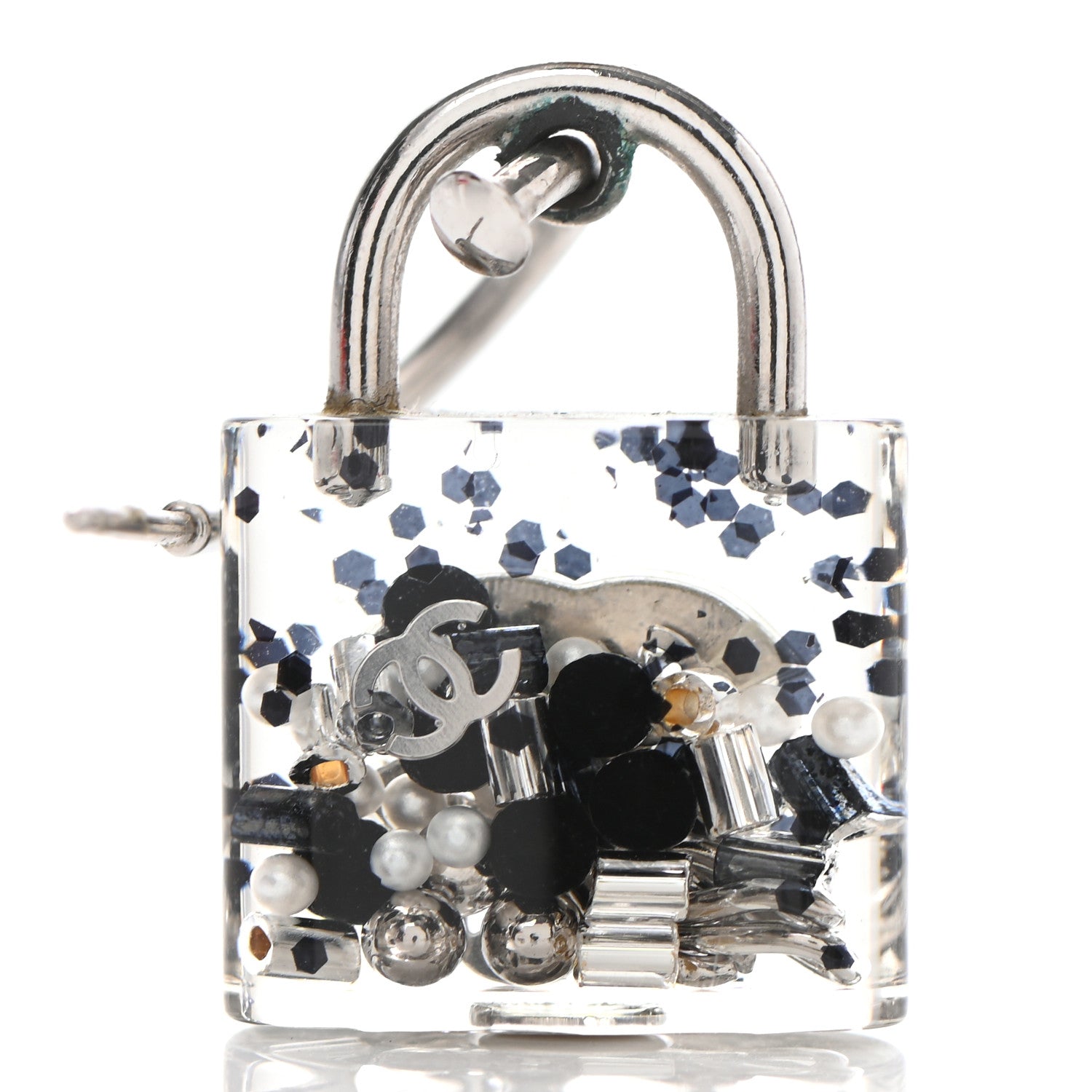 Chanel Plexiglass Pearl CC Earrings Grey 4 of 5