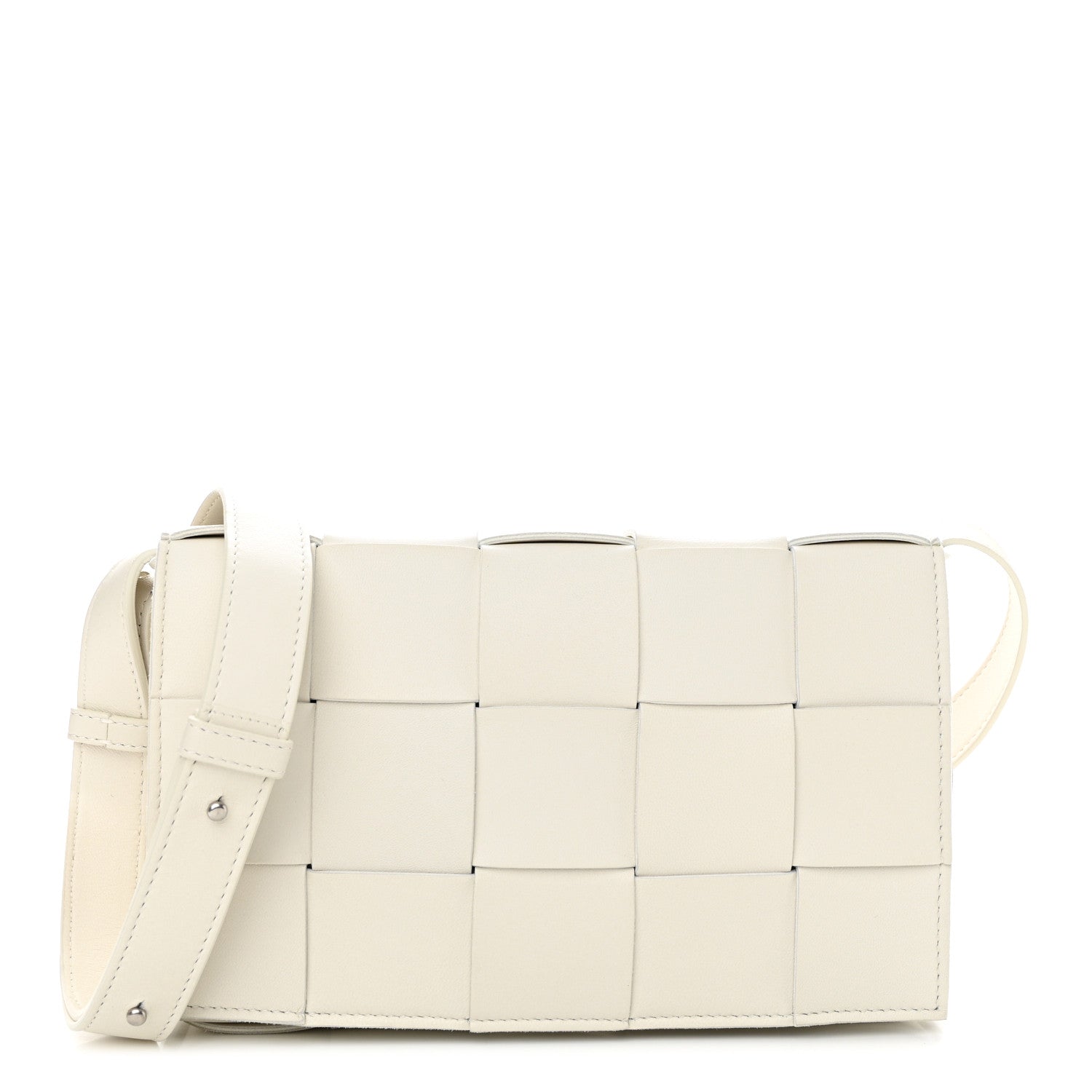 Bottega Veneta Lambskin Maxi Intrecciato Cassette Crossbody Bag White 1 of 11