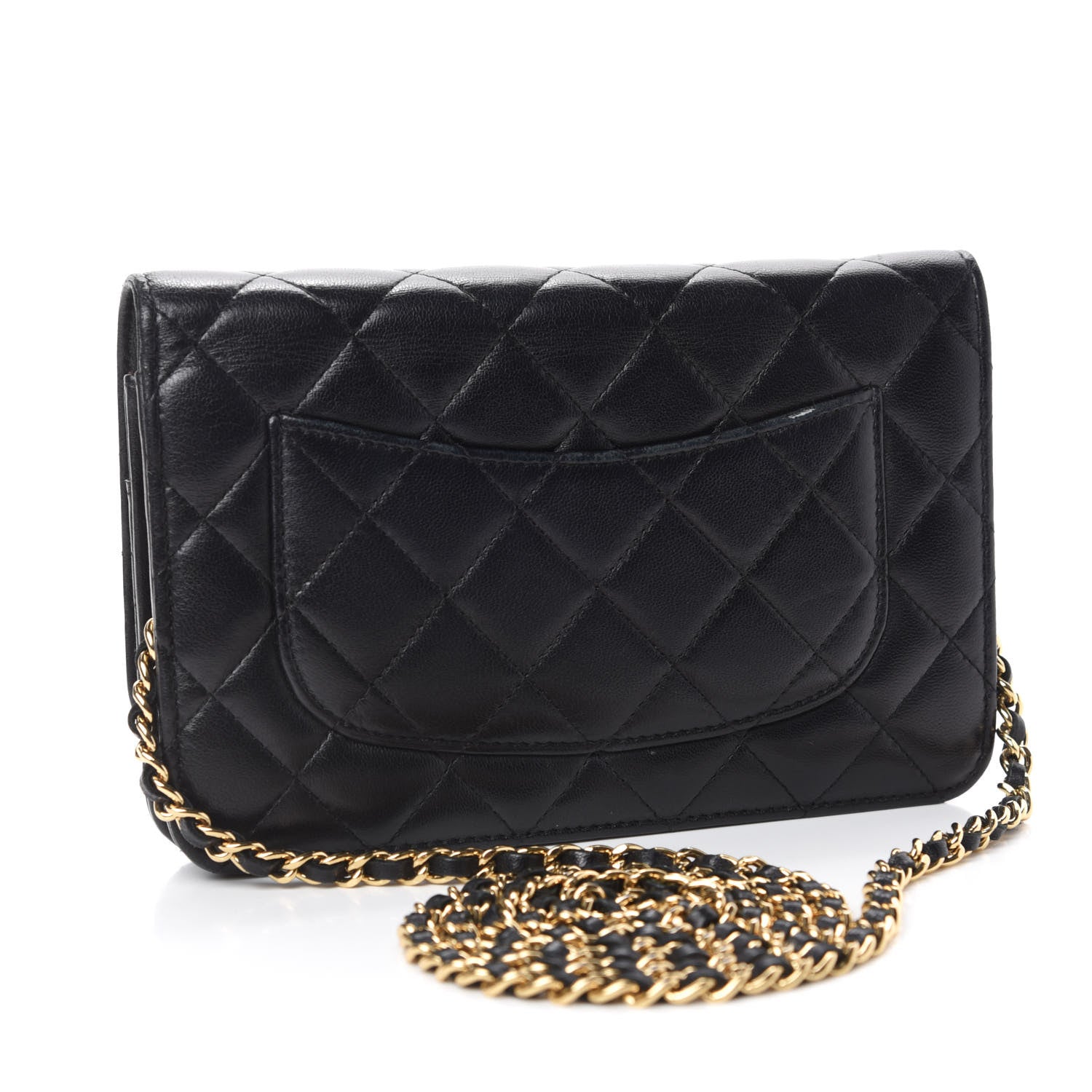 Chanel Lambskin Quilted Wallet On Chain WOC Black 3 of 13