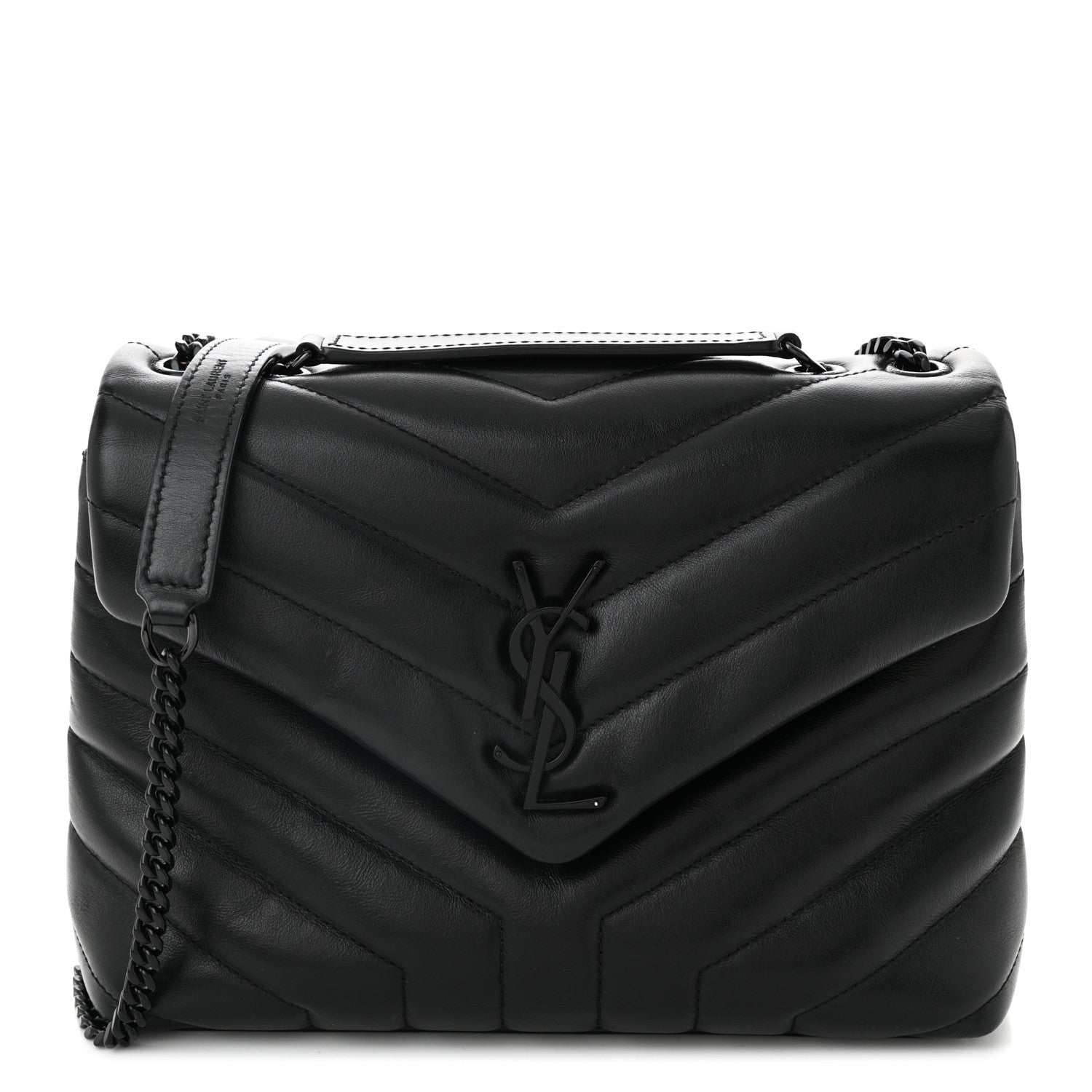 Saint Laurent Calfskin Y Quilted Monogram Monochrome Small Loulou Chain Satchel Black 1 of 10