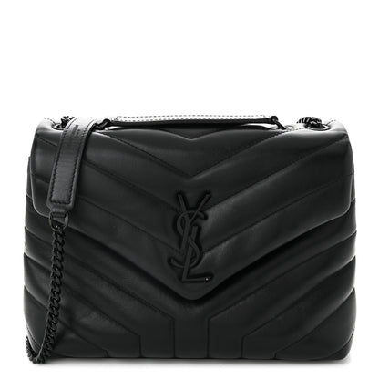Saint Laurent Calfskin Y Quilted Monogram Monochrome Small Loulou Chain Satchel Black 1 of 10