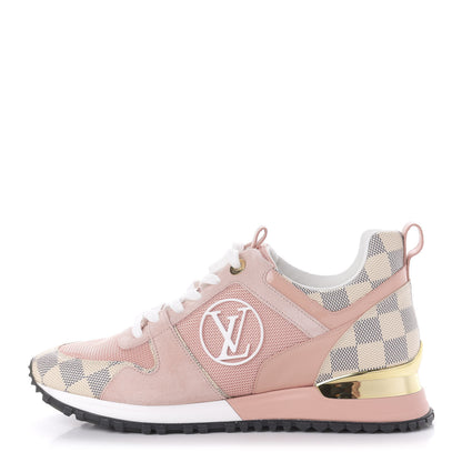 Louis Vuitton Suede Damier Azur Run Away Sneakers 38 Pink 1 of 8