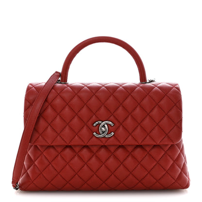 Chanel Caviar Quilted Medium Coco Handle Flap Red 1 of 11