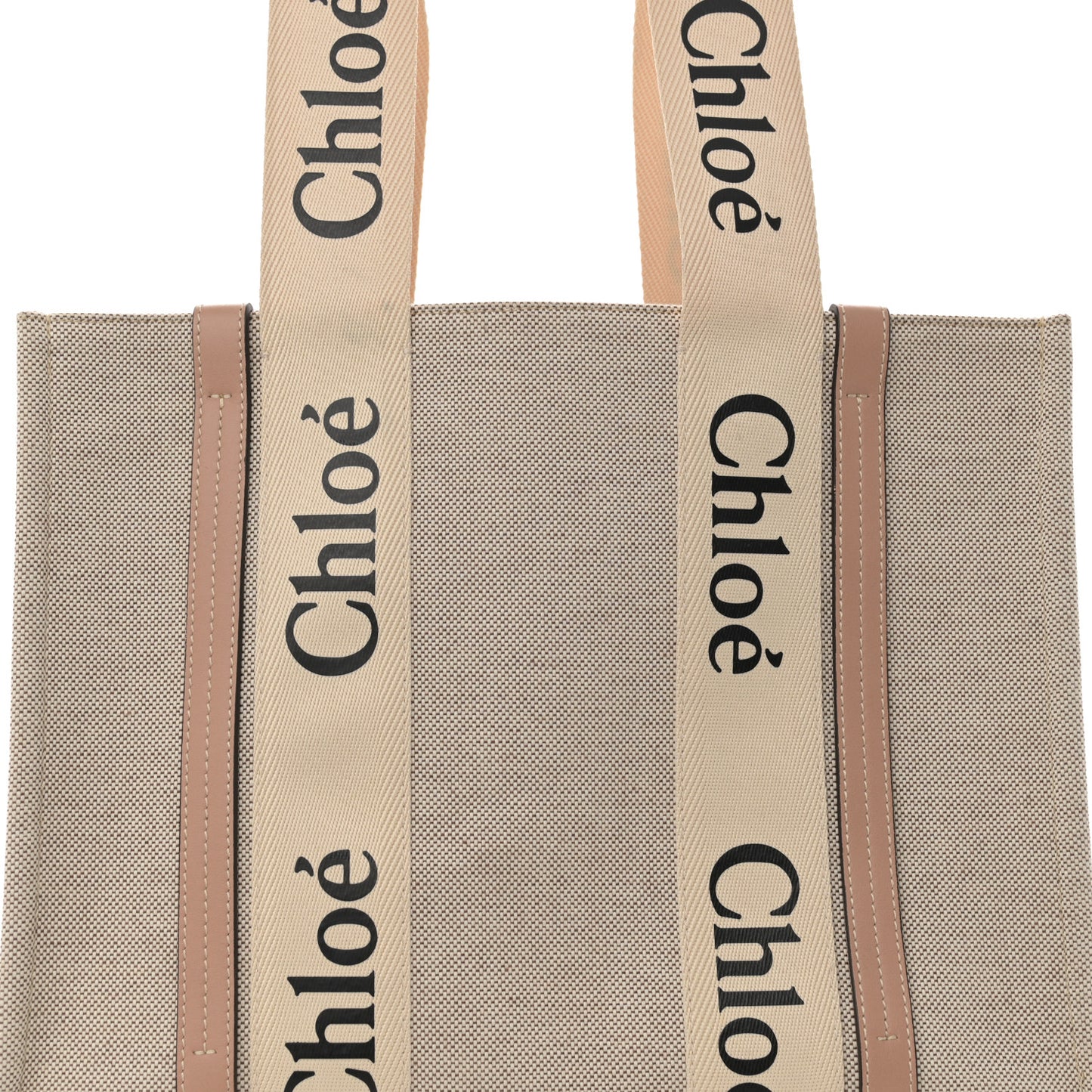 Cotton Calfskin Medium Woody Ribbon Tote Biscotti Beige