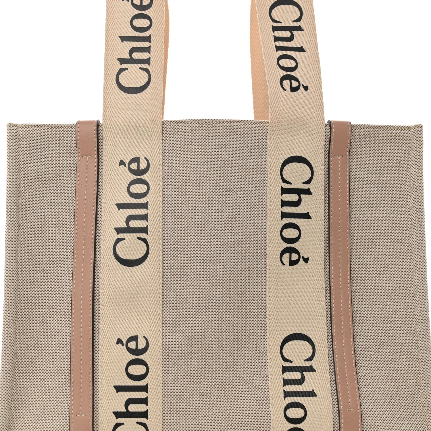 Chloe Cotton Calfskin Medium Woody Ribbon Tote Biscotti Beige 8 of 11