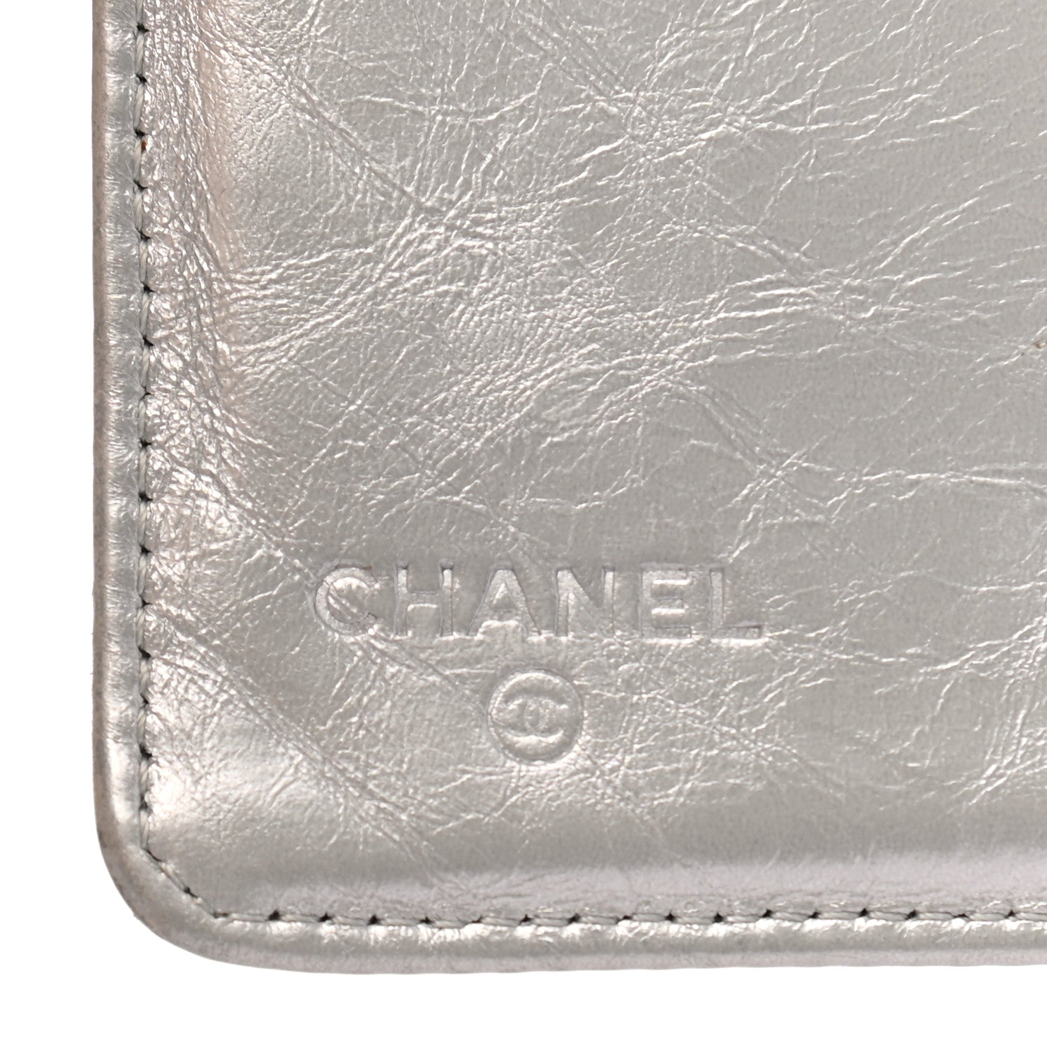Chanel Metallic Aged Calfskin CC Bow Wallet Silver 5 of 7