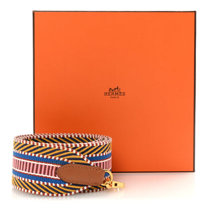 Hermes Toile Swift 50mm Sangle Cavale Shoulder Strap Ambre Rose D'Ete Gold 5 of 5