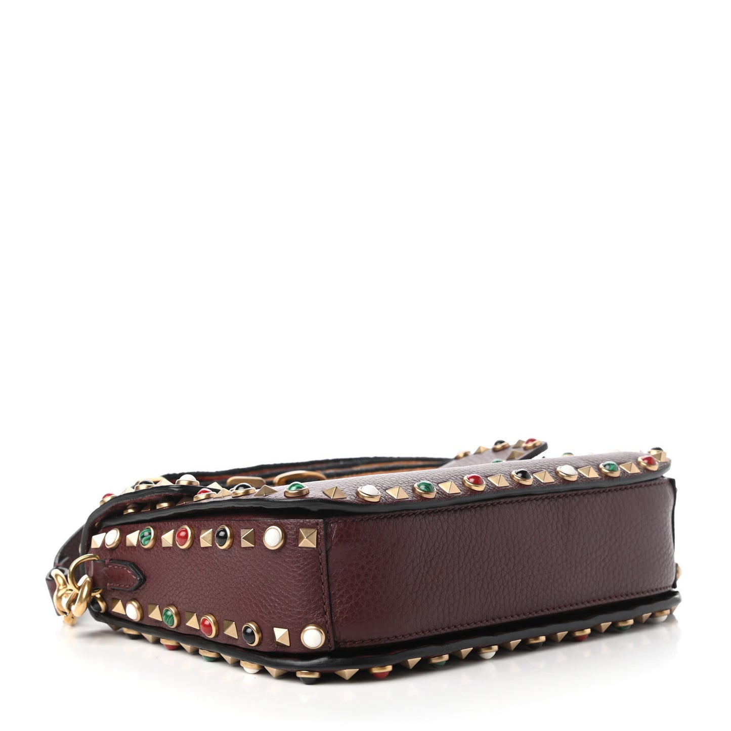 Calfskin Enchanted Wonderland Medium Guitar Strap Rockstud Rolling Flap Saddle Bag Rubin