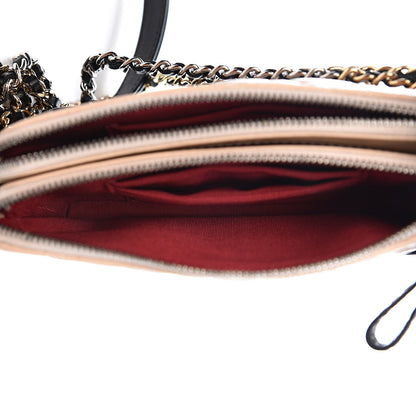 Chanel Aged Calfskin Quilted Small Gabrielle Clutch With Chain Beige Black 5 of 15