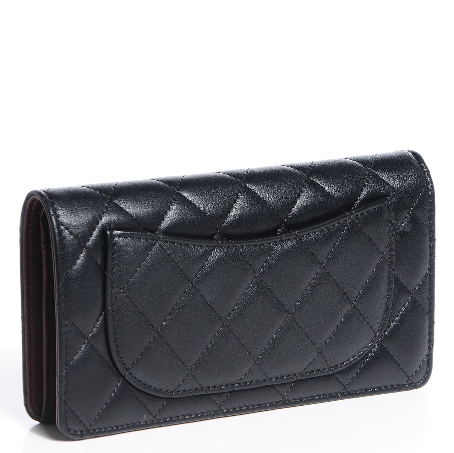 Lambskin Quilted Yen Wallet Black