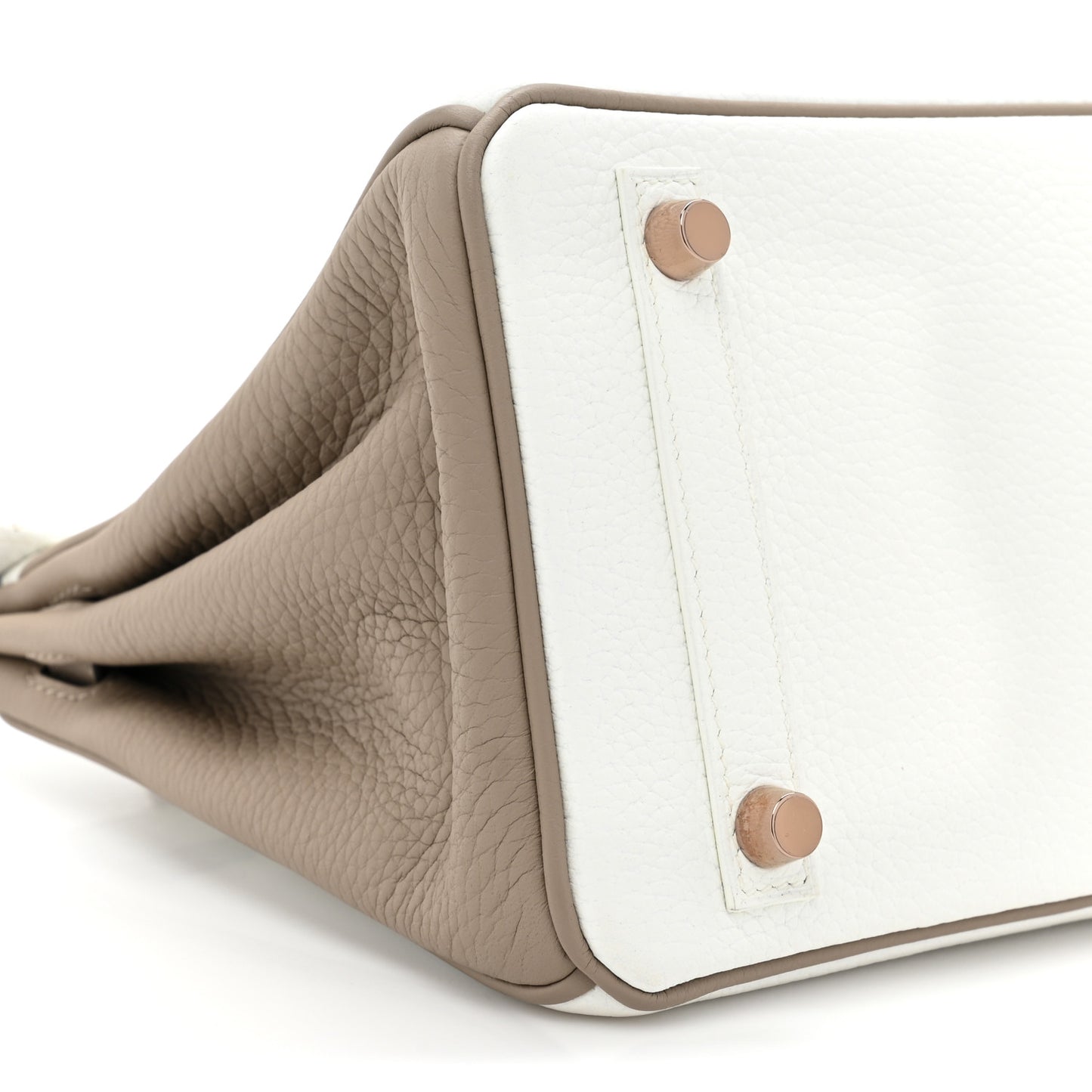 Togo Horseshoe Birkin 25 White Gris Asphalt