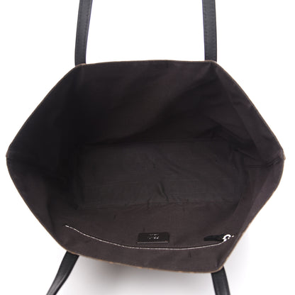 Fendi Glazed Fabric Vitello Century FF 1974 Stamp Patch Shopping Tote Mogano Panna Black 4 of 10