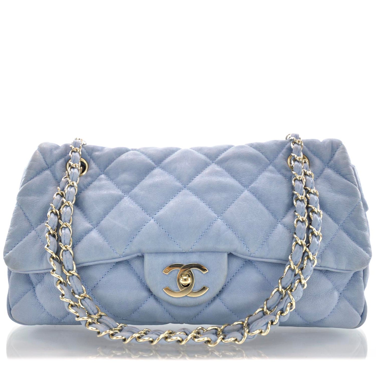 Distressed Lambskin Flap Blue
