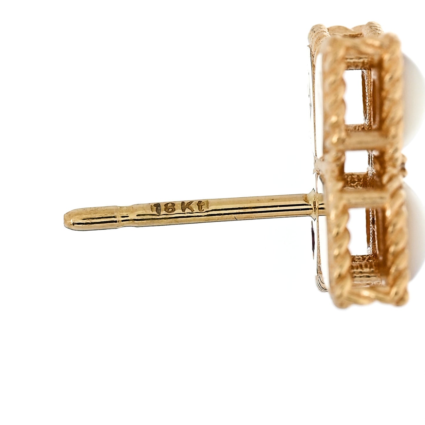 18K Yellow Gold Diamond Mother of Pearl Venetian Princess Stud Earrings