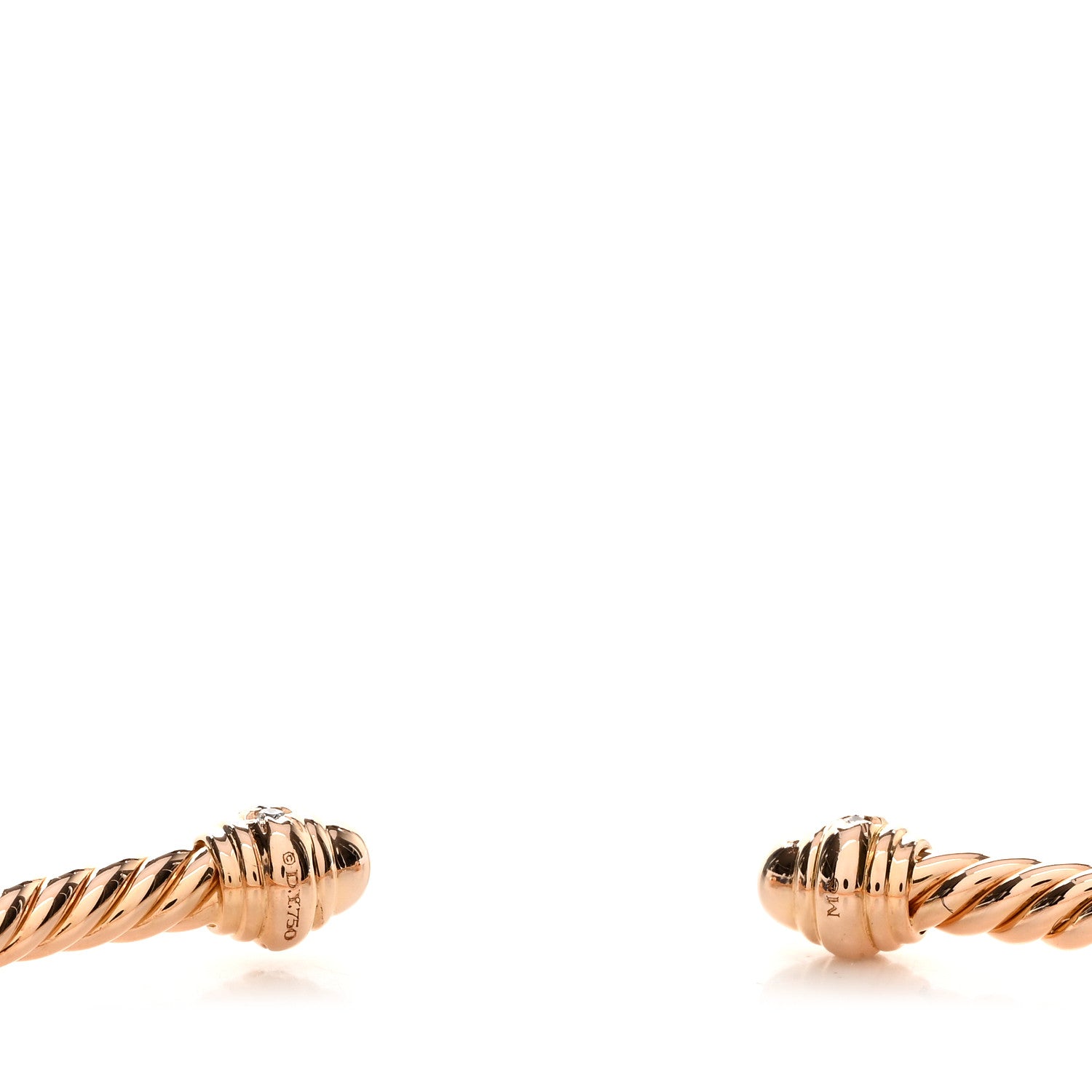 David Yurman 18K Rose Gold Diamond 3mm Cablespira Bracelet 3 of 3