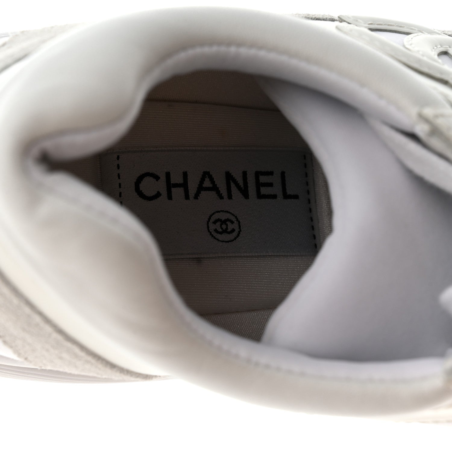 Chanel Suede Calfskin Fabric CC Sneakers 39.5 White 6 of 8
