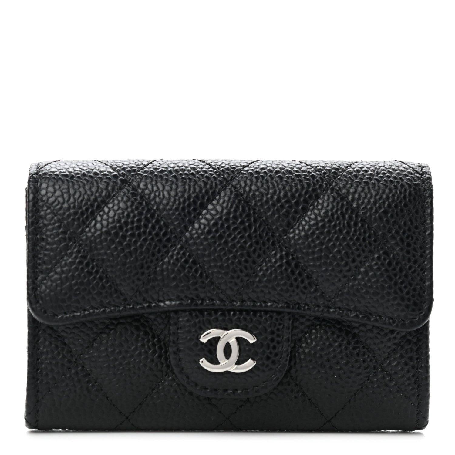 Chanel Caviar Quilted Flap Card Holder Wallet Black 1 of 8
