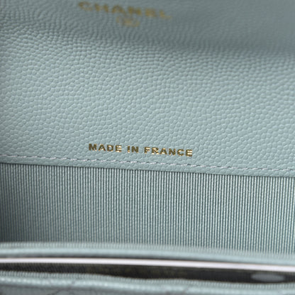 Chanel Caviar Quilted Flap Card Holder Wallet Light Blue 7 of 8