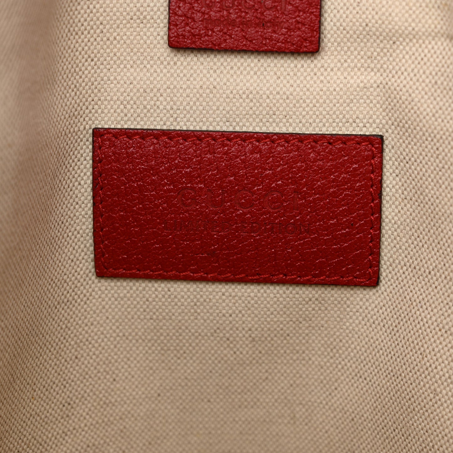 Soft GG Supreme Monogram Web Bosco Patch Vertical Tote Beige Malva Hibiscus Red