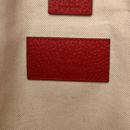 Gucci Soft GG Supreme Monogram Web Bosco Patch Vertical Tote Beige Malva Hibiscus Red 7 of 11