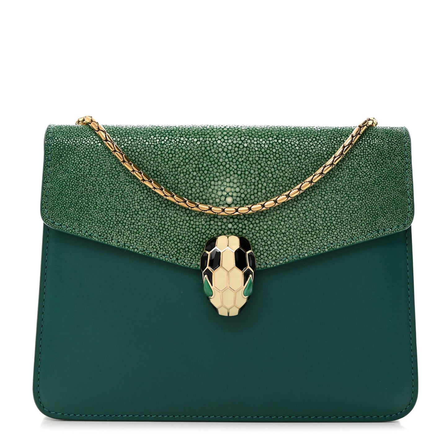 Galuchat Calfskin Serpenti Forever Crossbody Bag Green