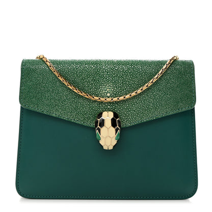 Bulgari Galuchat Calfskin Serpenti Forever Crossbody Bag Green 1 of 11