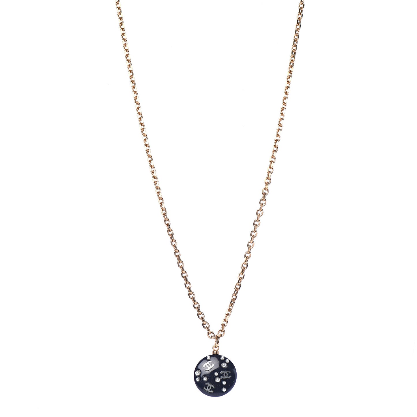 Resin Pearl CC Necklace Gold Black