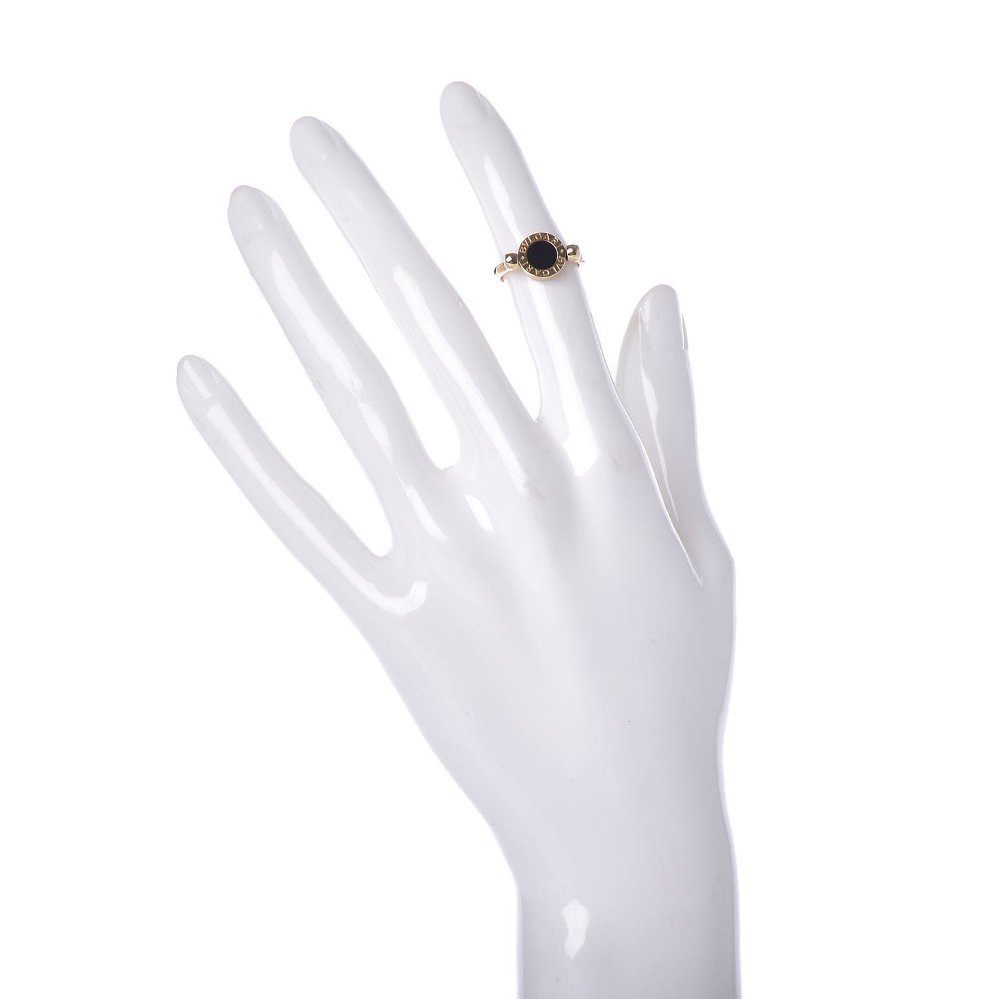 18K Yellow Gold Onyx Coral BVLGARI BVLGARI Ring 49 4.75